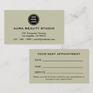 Soft Olive Logo Contact Business Appointment Card