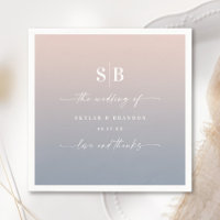 Soft Ombre Blush Pink Dusty Blue Wedding Monogram