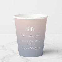 Soft Ombre Blush Pink Dusty Blue Wedding Monogram