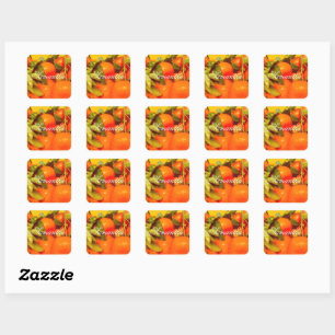 Soft Orange Fruit Aesthetic Square Sticker