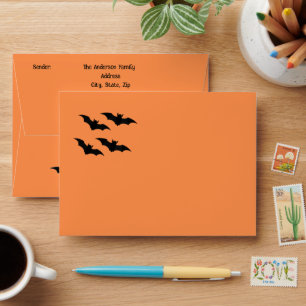 Soft Orange Halloween Envelope with Bats