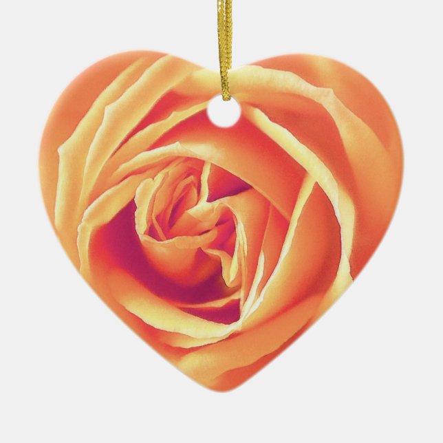 Soft orange rose print ceramic tree decoration (Front)