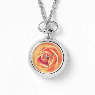 Soft orange rose print watch