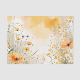 Soft Orange Watercolor Wildflowers Tissue Paper