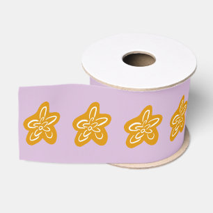 Soft Orchid Pink Golden Flowers Birthday Grosgrain Ribbon