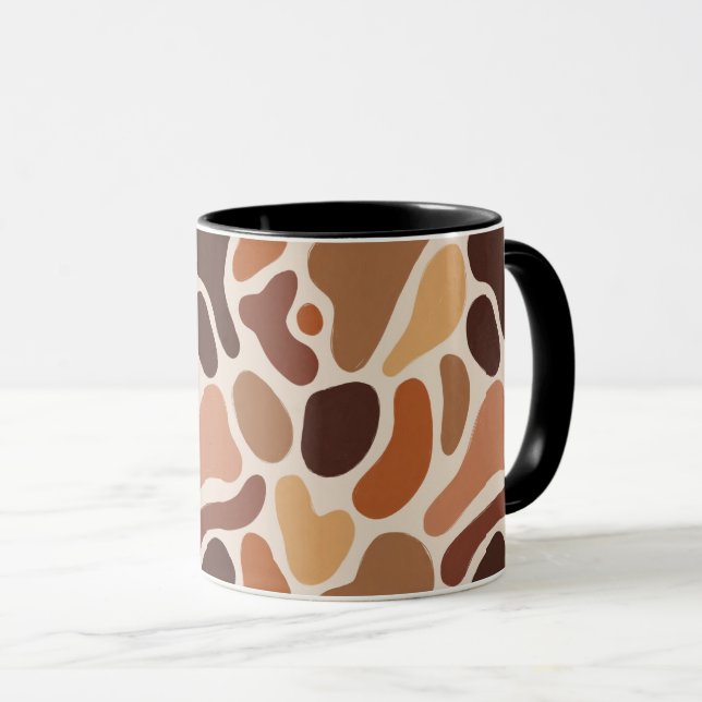 Soft Organic Art Mug – Beige & Brown Palette (Front Right)