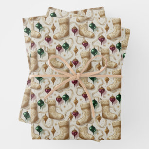 Soft Ornaments Heirloom Christmas Stockings Wrapping Paper Sheet