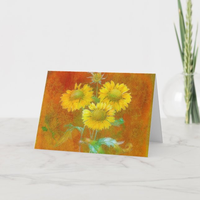 Soft painted sunflowers card (Front)