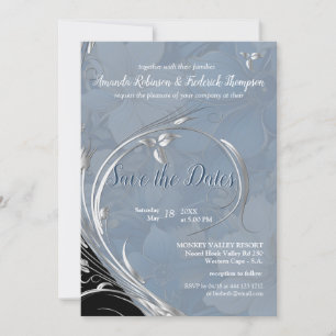 Soft Pale Blue White Mixture Flowers Invitation