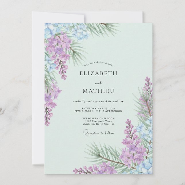 Soft Pale Violet Wisteria Wedding Invitation (Front)
