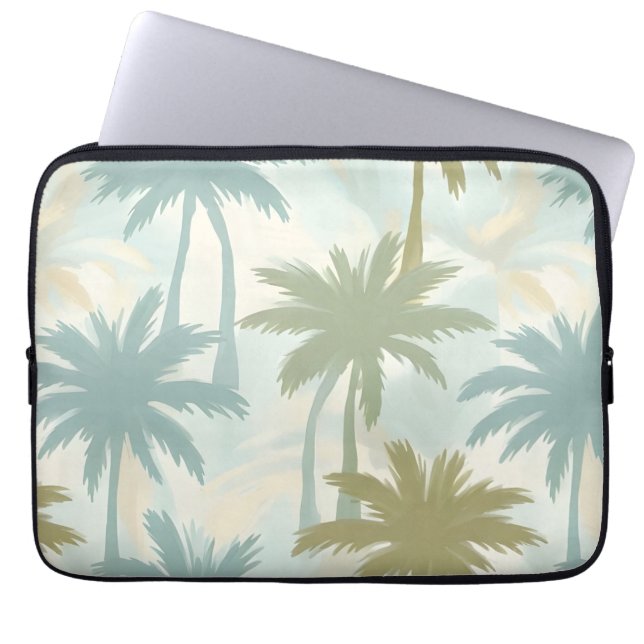 Soft Palm Trees – Pastel Tropical Pattern Laptop Sleeve (Front)