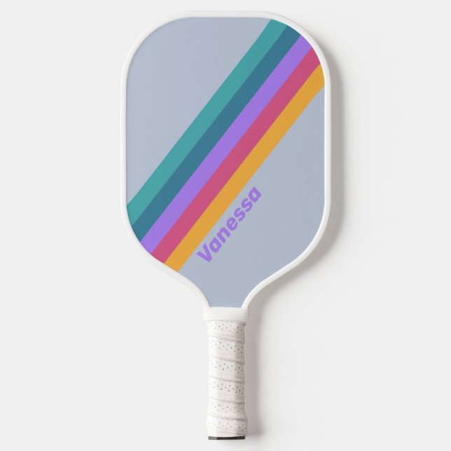 Soft Pansy Dream Stripes with Name Pickleball Paddle (Front)