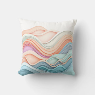 Soft Pastel 3D Abstract Wavy Lines Cushion