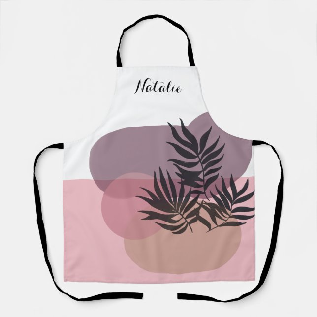 Soft Pastel Abstract Pink Tropical Apron (Front)