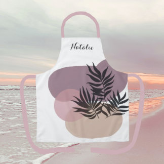 Soft Pastel Abstract White Tropical Apron