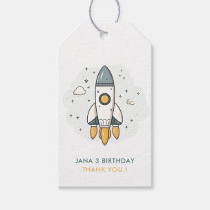 Soft Pastel Beige Rocket Ship  Gift Tags