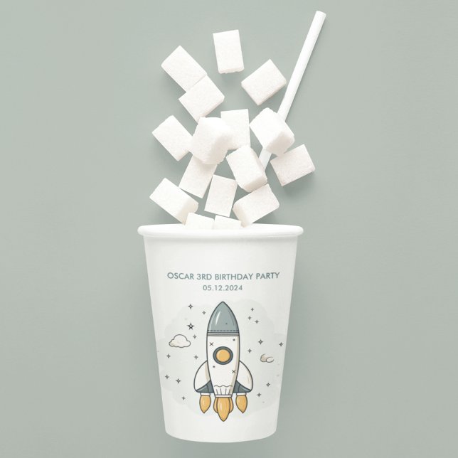 Soft Pastel Beige Rocket Ship Paper Cups (Creator Uploaded)