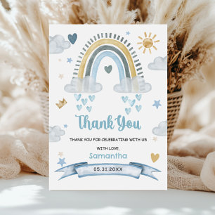 Soft Pastel Blue Boho Baby Shower Thank You