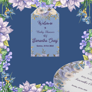 Soft Pastel Blue Flowers Lilac Floral Baby Shower  Gift Tags