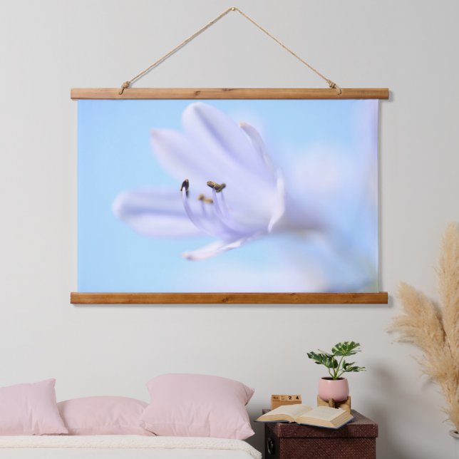 Soft Pastel Blue Purple Flower Hanging Tapestry (Bedroom)