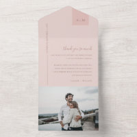 Soft Pastel Blush Dusky Pink Wedding Thank You