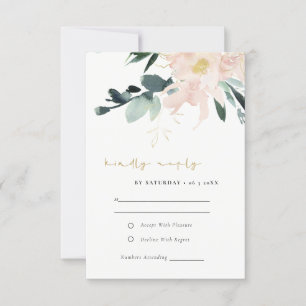 SOFT PASTEL BLUSH FLORAL BUNCH WATERCOLOR RSVP CARD