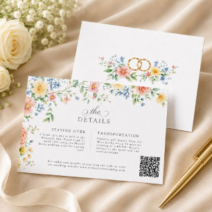 Soft Pastel Blush Watercolor Wildflower Wedding Enclosure Card