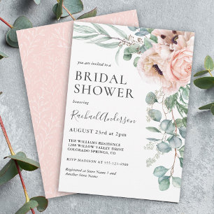 Soft Pastel Boho Watercolor Floral Bridal Shower Invitation