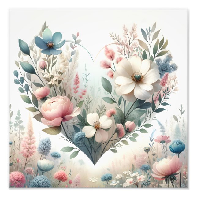 Soft Pastel Botanical Floral Meadow Photo Print (Front)
