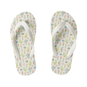 Soft Pastel Cactus & Succulent Pattern Kid's Jandals