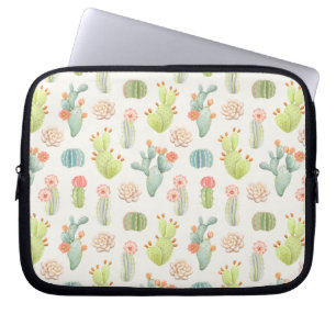 Soft Pastel Cactus & Succulent Pattern Laptop Sleeve