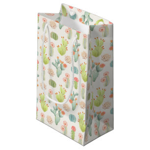 Soft Pastel Cactus & Succulent Pattern Small Gift Bag