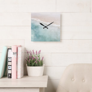 Soft Pastel Caribbean Ocean Bliss 1 Square Wall Clock