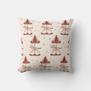Soft Pastel Carousel For Baby Girls Throw Pillow