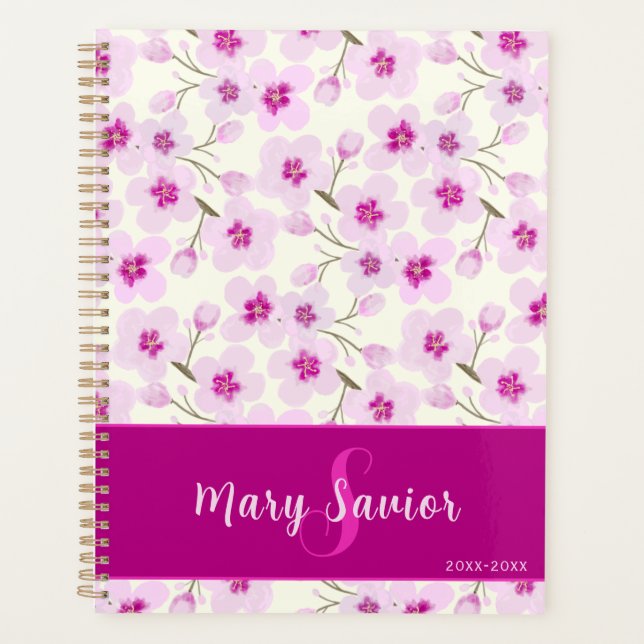 Soft Pastel Cherry Blossom Flowers Planner (Front)