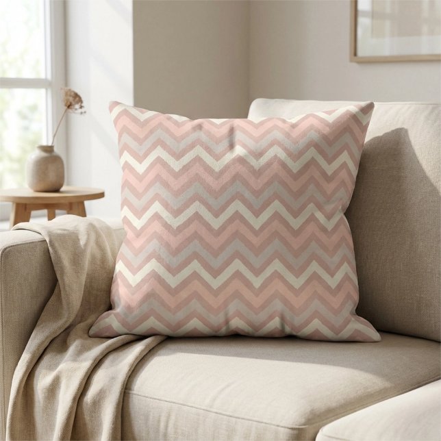 Soft Pastel Chevron Zigzag Pattern Cushion (Soft Pastel Chevron Zigzag Pattern Throw Pillow 16"x16")