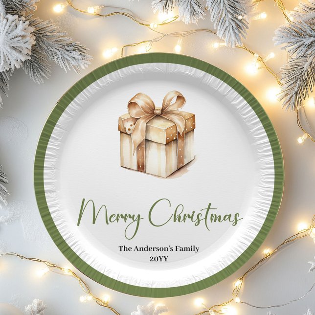 Soft Pastel Christmas Custom Family Name Party  Paper Plate (Soft Pastel Christmas Custom Family Name Party Plates)