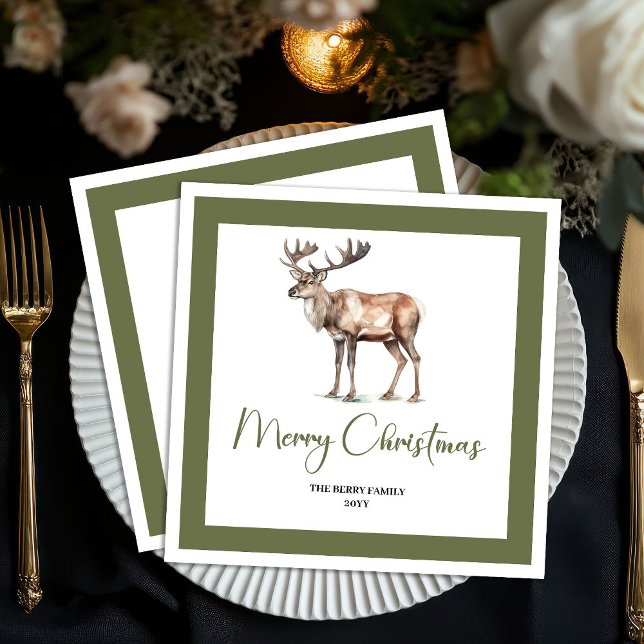 Soft Pastel Christmas Deer Script Family Napkins (Soft Pastel Christmas Deer Script Family Napkins)