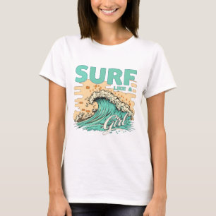 Soft pastel coloured "Surf like a girl" T-Shirt