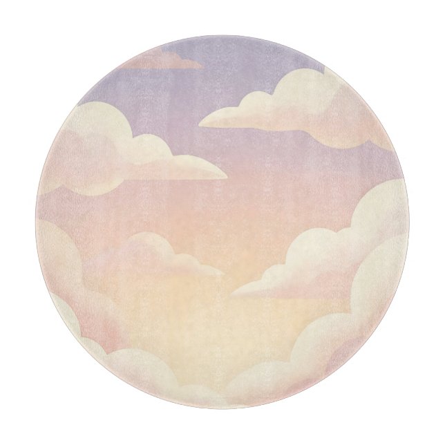 Soft Pastel Dreamy Clouds Lavender Pink Sky  Cutting Board (Front)