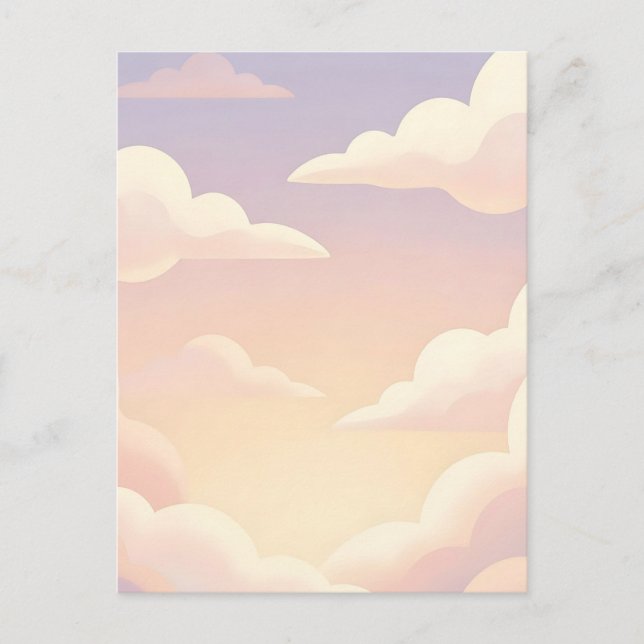 Soft Pastel Dreamy Clouds Lavender Pink Sky  Postcard (Front)