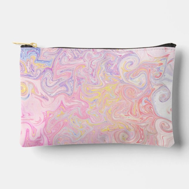 Soft Pastel Dreamy Marble Swirl Abstract Art Accessory Pouch (Front)