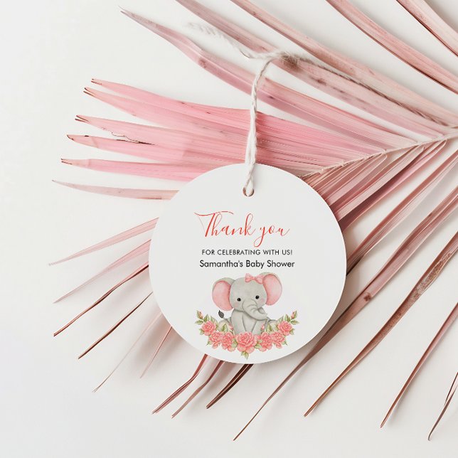 Soft Pastel Elephant Baby Shower Favour Tag (Creator Uploaded)