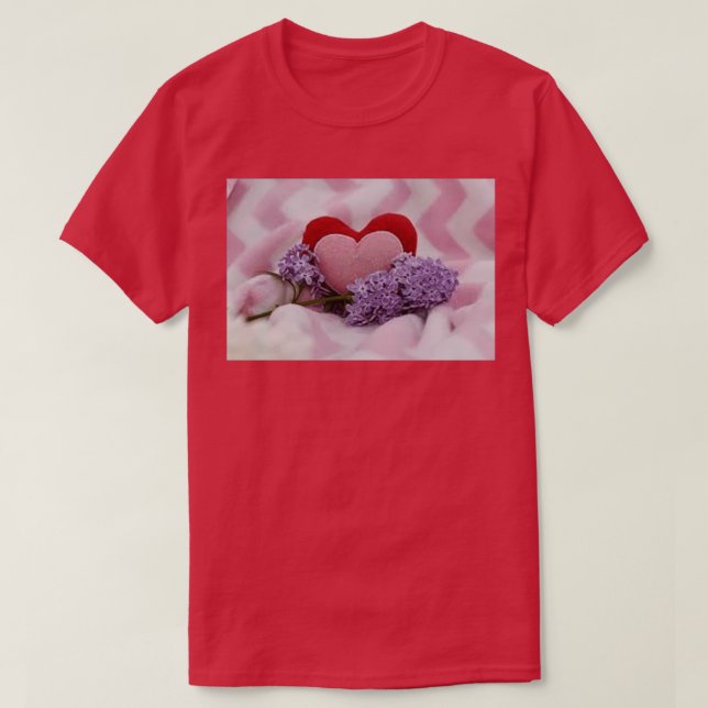 Soft Pastel Fabric Hearts T-Shirt (Design Front)