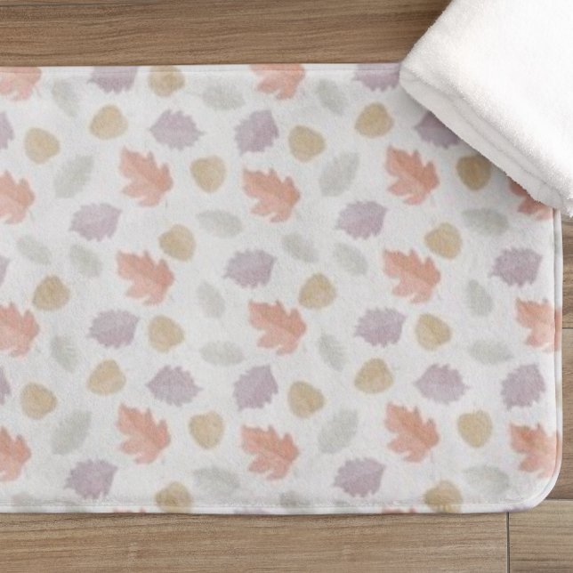 Soft Pastel Fall Leaf Pattern | Minimalist Autumn Bath Mat (Creator Uploaded)