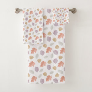 Soft Pastel Fall Leaf Pattern   Minimalist Autumn Bath Towel Set