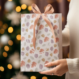 Soft Pastel Fall Leaf Pattern Minimalist Autumn Medium Gift Bag