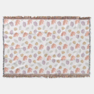 Soft Pastel Fall Leaf Pattern   Minimalist Autumn Throw Blanket