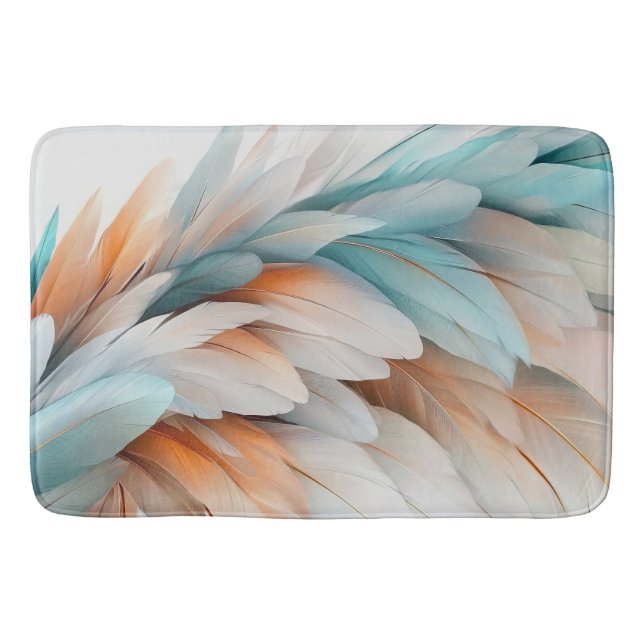 Soft Pastel Feathers Bath Mat (Front)