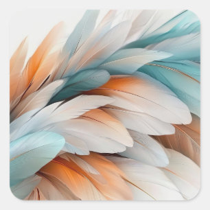 Soft Pastel Feathers Square Sticker